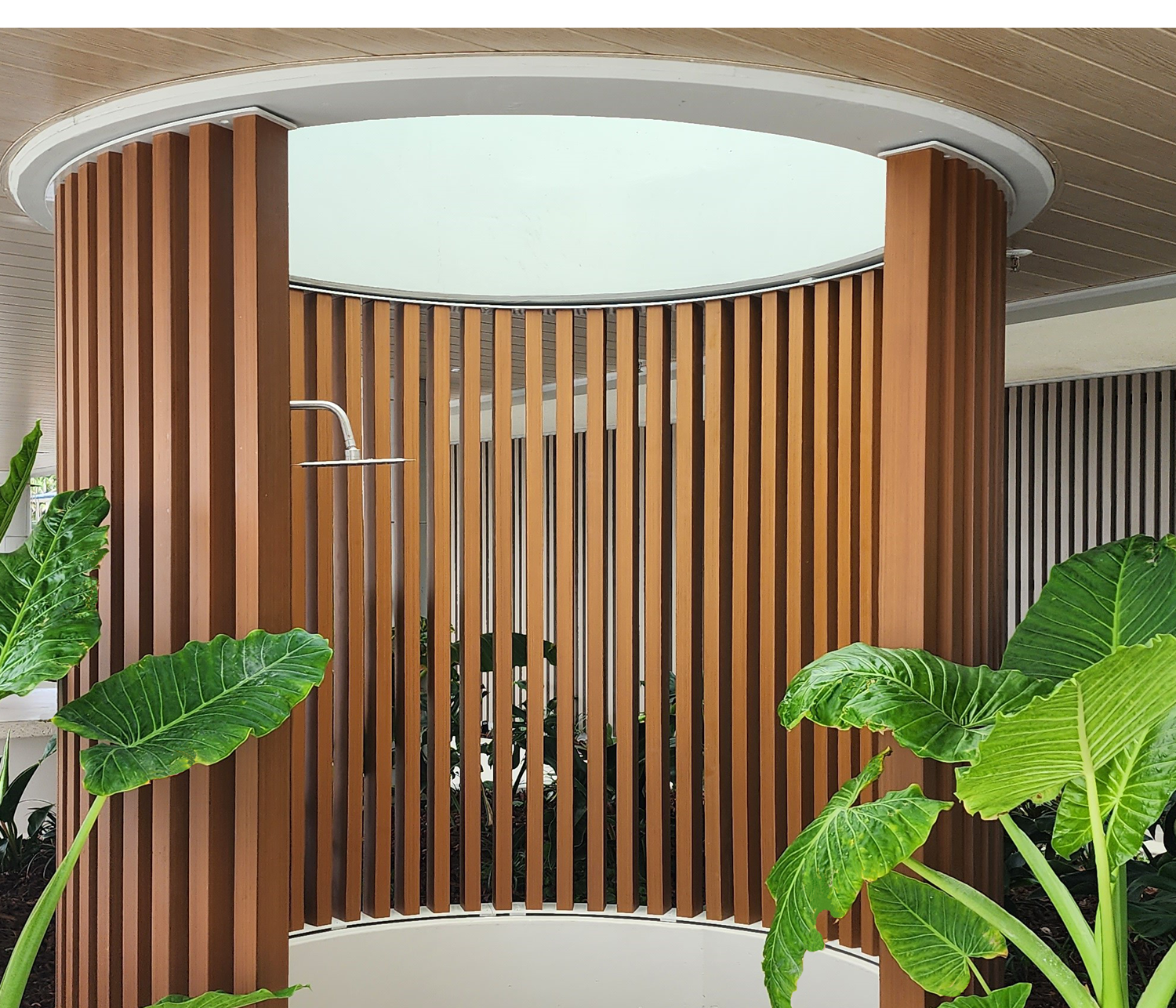 Batten Screen In Aluminium Wood Look-alike